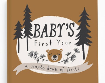 Camper Baby Book - Baby Boy or Girl Memory Book - Camping Theme - Outdoors Baby Book - First Year Baby Book for Boys or Girls - Baby Bear