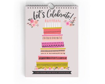 Perpetual Calendar - Birthday Calendar - Anniversary Calendar - Date Calendar - Spiral Notebook - Blank Journal - Milestone Calendar