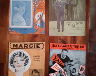 Vintage Sheet Music, lot of 4, gallery wall, home decor