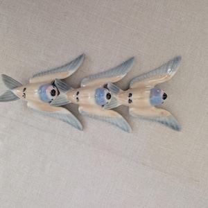 Vintage Wade Flying Birds Set of 3, Blue Ceramic Swallow Wall Plaques, Irish Pottery, Mid-Century Decor