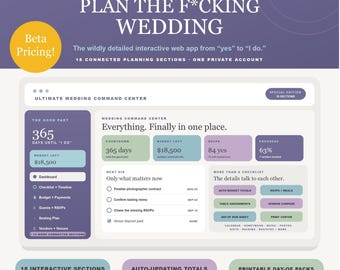Interactive Wedding Planner App | Budget, Guest List, Seating Chart, Timeline, Vendors & Day-Of