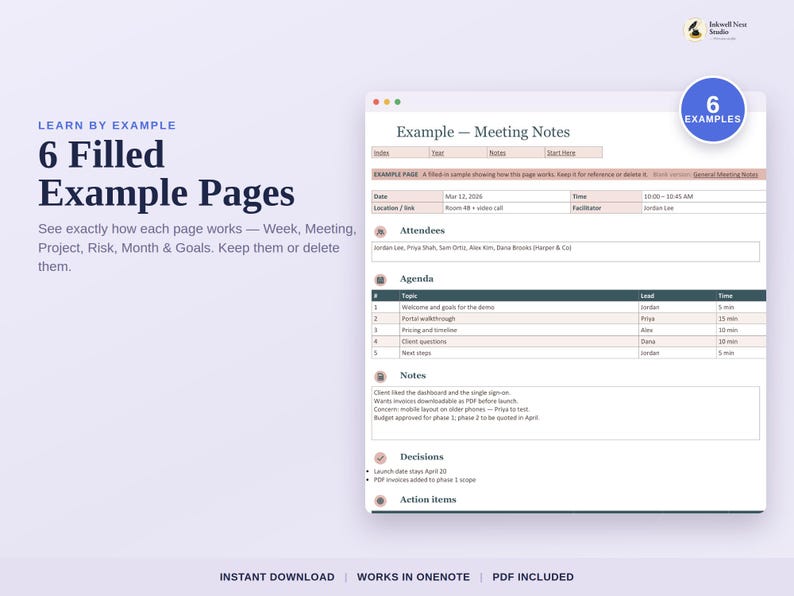Planner Pages Onenote Professional Onenote Planner 2026-2027, Productivity & Project ...