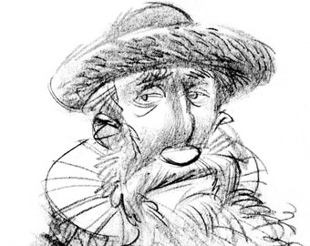 pencil sketch of Johannes Gutenberg