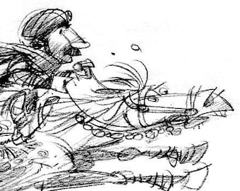 Persian courier pencil sketch