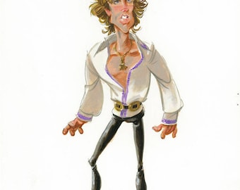 Jim Morrison caricature in gouache