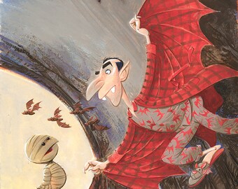 Drac! gouache illustration from Where's My Mummy?