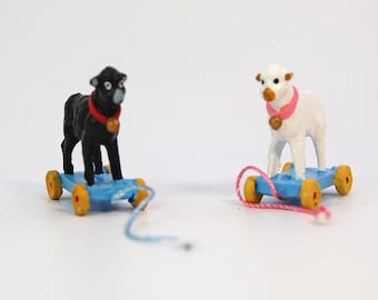 Hand-Painted Miniature Metal Sheep Pull Toys