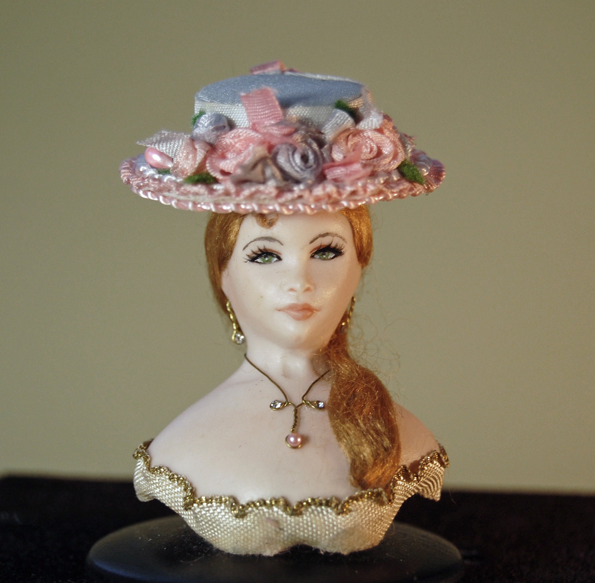 Gray and Pink Miniature Boater Hat 112 Inch Scale Etsy