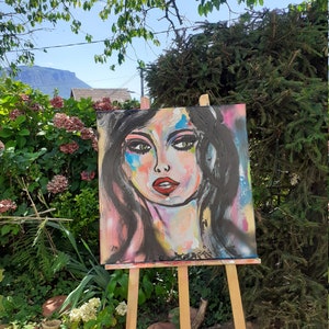 Woman Portrait Beauty Face Original Canvas Portrait Fine Art Woman Painting Portrait Wall Art Portrait Street Art image 4