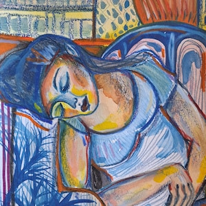 Vrouwenportret hedendaagse kunst - Vrouwentekening - Origineel werk