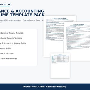 Finance & Accounting Resume Templates | ATS-Friendly 1-Page with 2-Page Pack