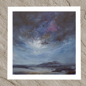 Calder Skies, grey loch und dramatischer wolkiger Himmel Caithness Landschaft Giclee Fine Art Print von einem original schottischen Gemälde.