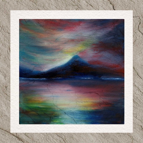 Pap of Glencoe, Loch Leven, Lochaber in the Scottish highlands, giclee print of a semi abstract impressionist original landscape painting