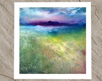 Hebridean Machair Print, Scottish Seascape Painting, Highland Landscape Art