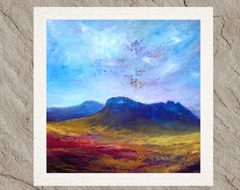 Suilven een Schotse berglandschap fine art giclee print of uitgerekt canvas van de hooglanden van Schotland van een origineel schilderij.