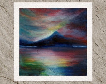 Pap of Glencoe, Loch Leven, Lochaber in the Scottish highlands, giclee print of a semi abstract impressionist original landscape painting