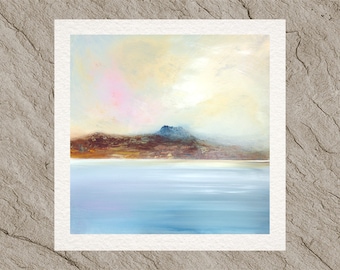 Slioch Loch Maree, Fine Art Gilclee print of a modern Scottish impressionist mountain lake landscape painting in the highlands of Scotland