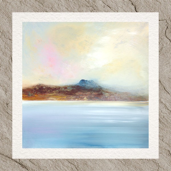 Slioch Loch Maree, Fine Art Gilclee print of a modern Scottish impressionist mountain lake landscape painting in the highlands of Scotland