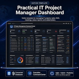IT-projectmanager Notion-sjabloon – Projectdashboard, RAID-logboek en taaktracker
