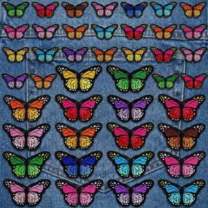 60pcs Butterfly Embroidered Patches Iron On Sew On Appliques for Clothing Jackets Jeans Backpacks Hats