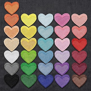 62pcs Colorful Heart Embroidered Patches Iron On Sew On Appliques for Clothes Hats Bags Jeans Shoes