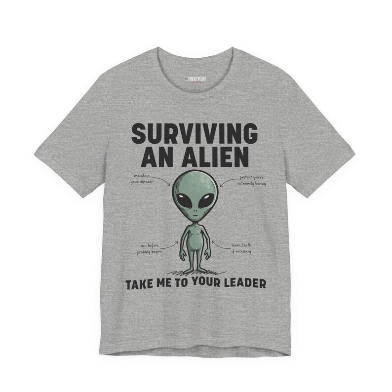 Surviving An Alien Encounter T-Shirt | Alien Illustration Tee image 7