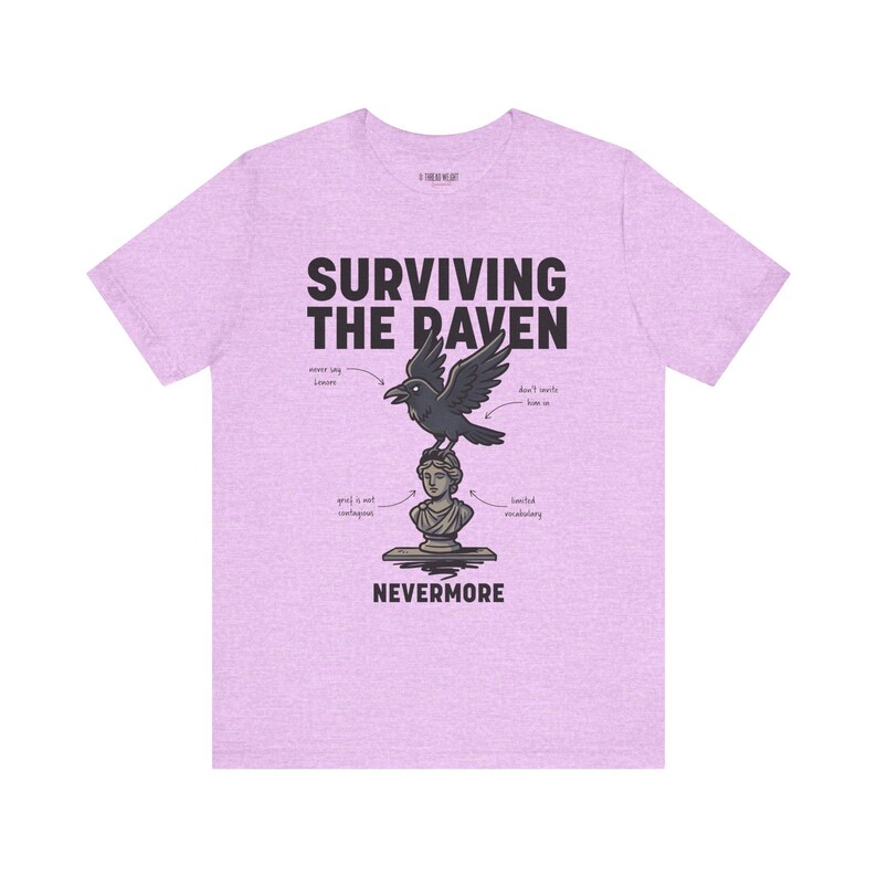 Överleva Korpen T-shirt | Litterär Edgar Allan Poe Korpbystillustration bild 5