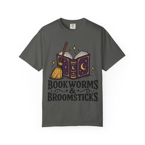Comfort Colors 1717 Bookworms & Broomsticks T-Shirt | Magic Book and Broom Illustration Tee image 7