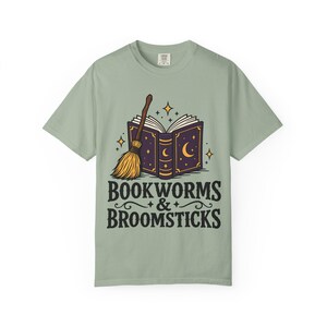 Comfort Colors 1717 Bookworms & Broomsticks T-Shirt | Magic Book and Broom Illustration Tee image 8