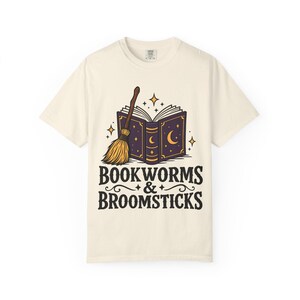 Comfort Colors 1717 Bookworms & Broomsticks T-Shirt | Magic Book and Broom Illustration Tee image 5