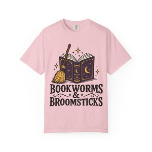 Comfort Colors 1717 Bookworms & Broomsticks T-Shirt | Magic Book and Broom Illustration Tee image 3