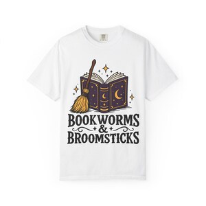 Comfort Colors 1717 Bookworms & Broomsticks T-Shirt | Magic Book and Broom Illustration Tee image 4