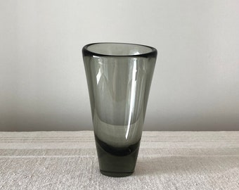 Per Lütken for Holmegaard Glassworks Smokey Grey Thule Vase, Danish Art Glass