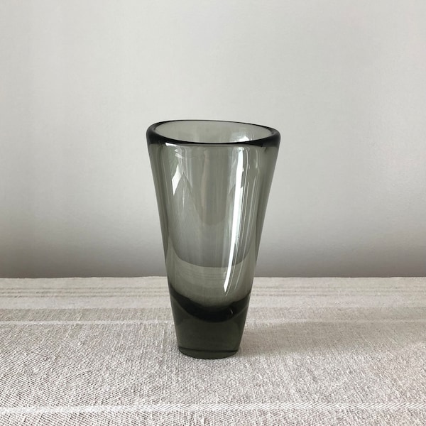 Per Lütken for Holmegaard Glassworks Smokey Grey Thule Vase, Danish Art Glass