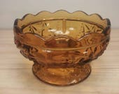 Beautiful Amber Vintage Compote Candy Dish Pedestal Bowl Base to a Candle Holder in Excellent Condition