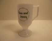 Vintage Milk Glass Pedestal Tom and Jerry Hot Rum IRISH COFFEE CUP mug