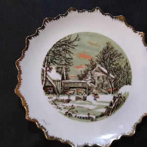 CURRIER AND IVES &quot;The Farmer&#39;s Home - Winter&quot;  Collectible Plate Excellent Condition!