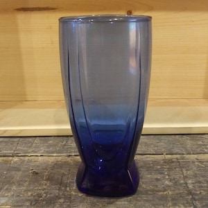 ANCHOR HOCKING COBALT Drinking / Pint / Iced Tea Glass Squarish Pattern Great Condition!