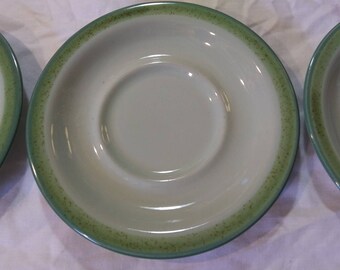 JCPENNY'S SEA GREEN Set of Three Vintage Saucers Wonderful Greens 1970s 1980s