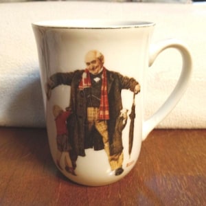 NORMAN ROCKELL MUG Saturday Evening Post 1936 Transfer Picture of Kind Old Man and Child in Great Condition!
