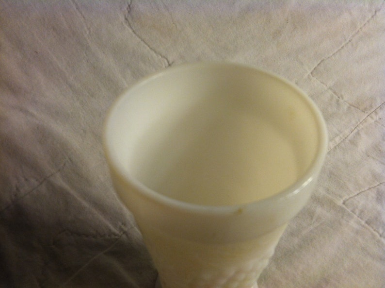 MILK GLASS COMPOTE or Pedestal Vase Colony Harvest Pattern Indiana Glass Company 1970s Beautiful!