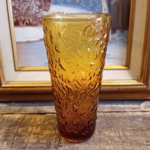 Anchor Hocking &quot;LIDO MILANO&quot; GLAS Höher Honig Gold / Bernstein Crinkle Finish Vergleichen Sie mit Libbey &quot;Aztec&quot; Ausgezeichneter Zustand!