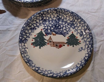 TIENSHAN DINNER PLATE Folk Craft Series &quot;Cabin in the Snow&quot; Collection in Great Condition!