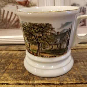 CURRIER & IVES &quot;AUTUMN&quot; Large Mug Classic Style Vintage and in Great Condition!