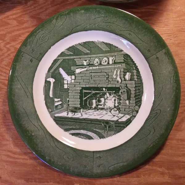 COLONIAL HOMESTEAD by ROYAL Dinner Plate Underglaze "Circa 1750" Made in U S A in Excellent Condition!