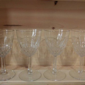 LUMINARC &quot;DIAMANT&quot; CRYSTAL Set of Four Champagne or Wine Glasses Vintage 1980s U S A Excellent Condition!