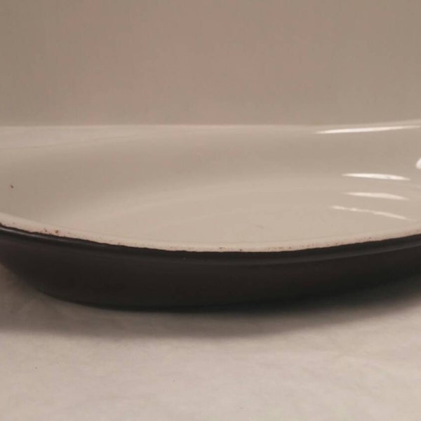 HALL OVAL CASSEROLE Brown and White Baking Dish Vintage