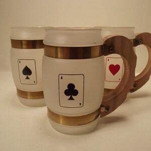 Conjunto vintage de três cartas de baralho com cabo de madeira fosco SIESTA WARE