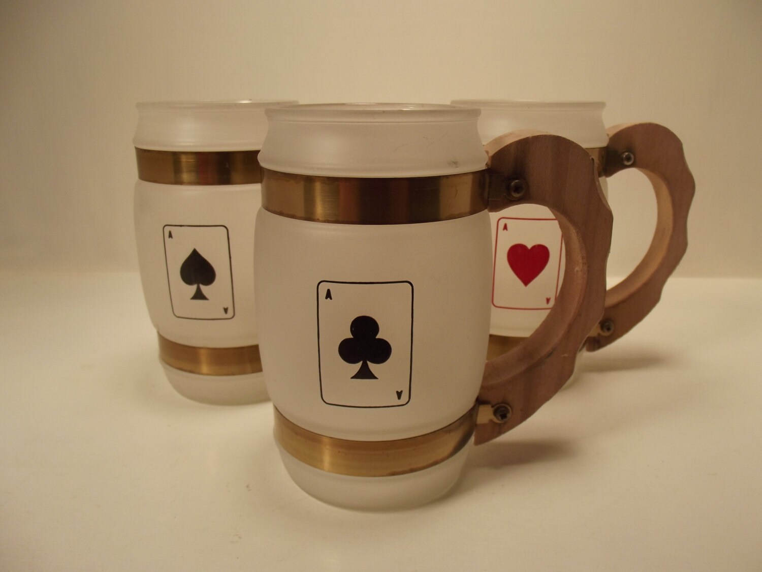 ヴィンテージ SIESTA WARE フロスト木製ハンドル付きトランプ