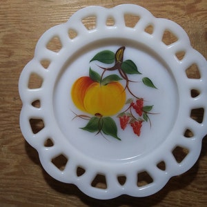GAY FAD PLATE Vintage Fun Painted Milk Glass Decorative